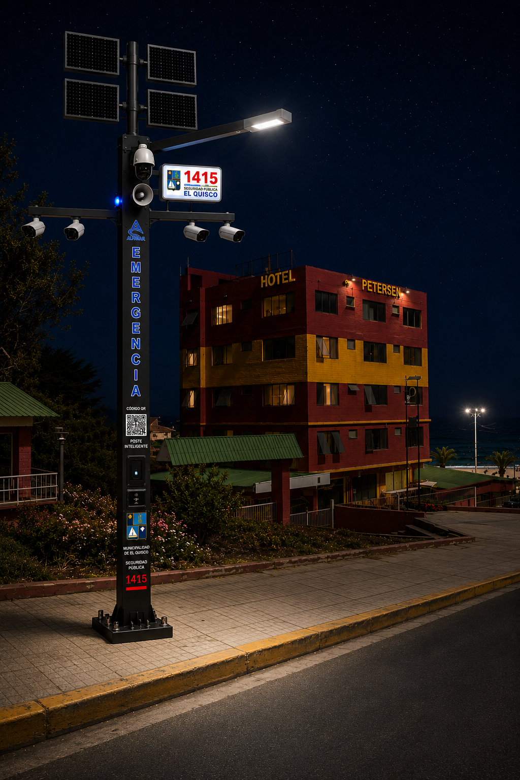 Render tecnico del poste inteligente Albamar